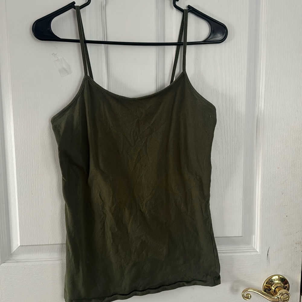 army green spaghetti-strap tank top